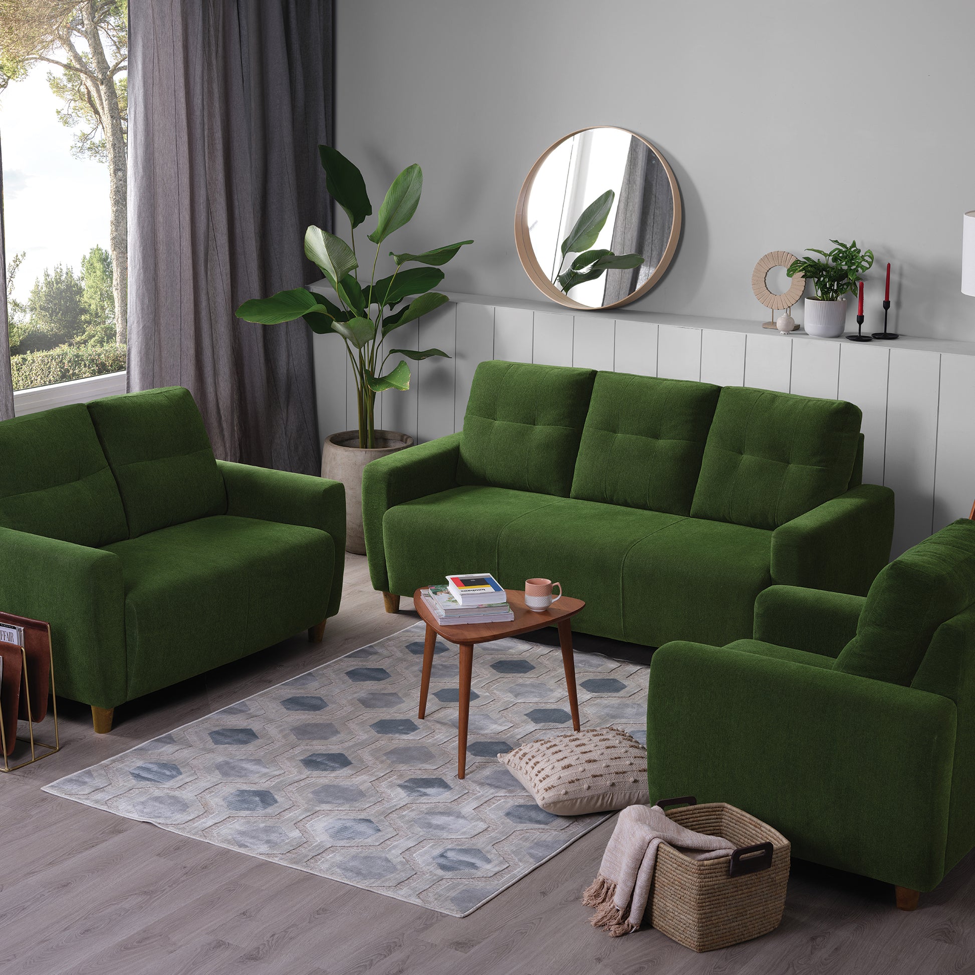 Sofa|Yolo|3+2+1|Seater|Sofa|Set|Fabric|Avocado|Green