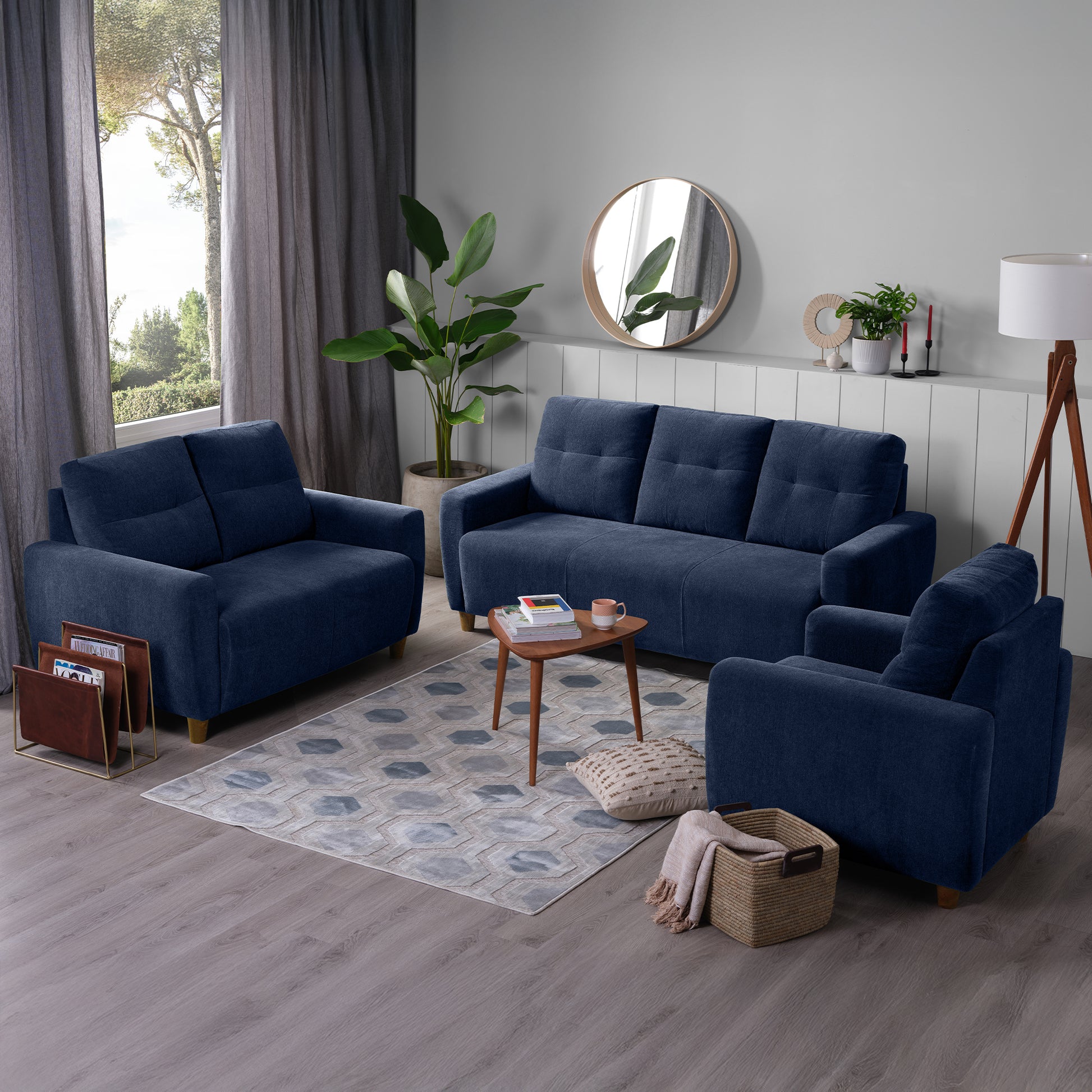 Sofa|Yolo|3+2+1|Seater|Sofa|Set|Fabric|Berry|Blue