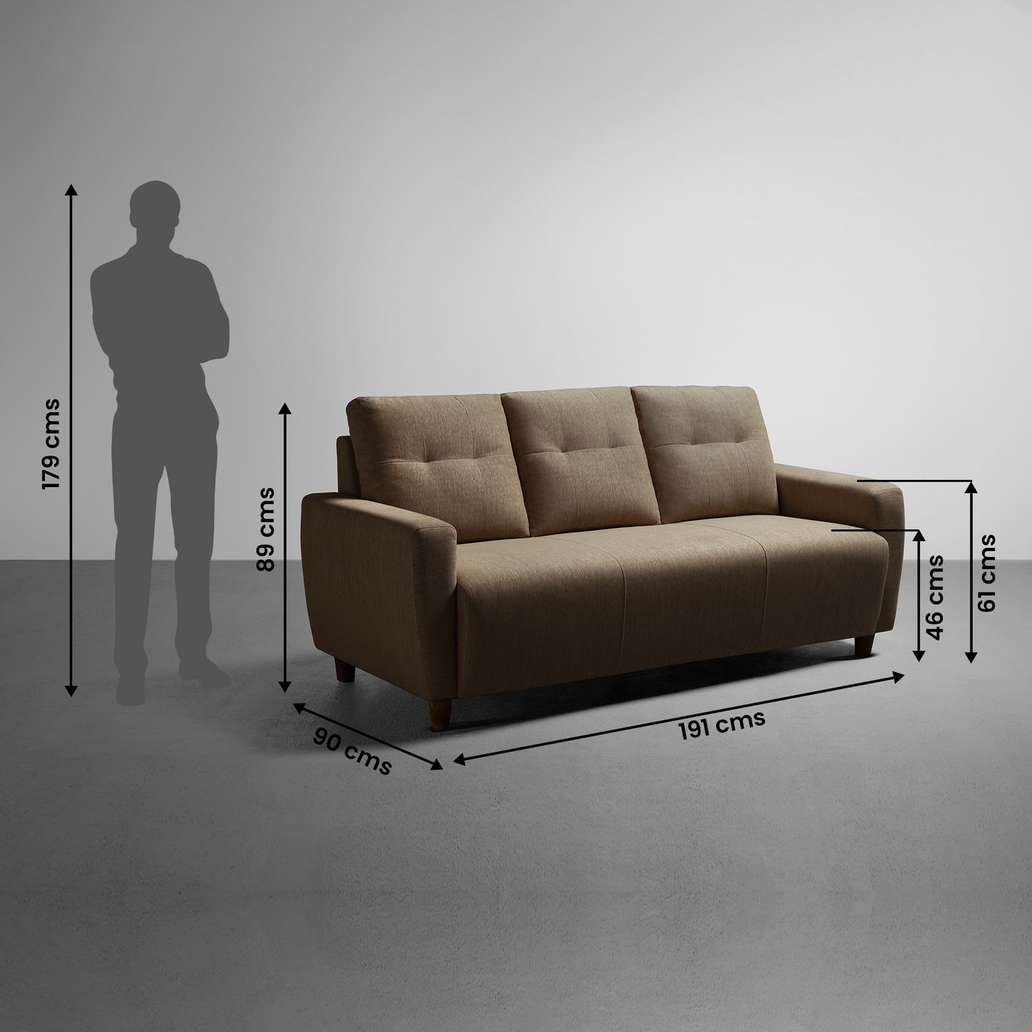 Sofa|Yolo|3+2+1|Seater|Sofa|Set|Fabric|Coco|Brown