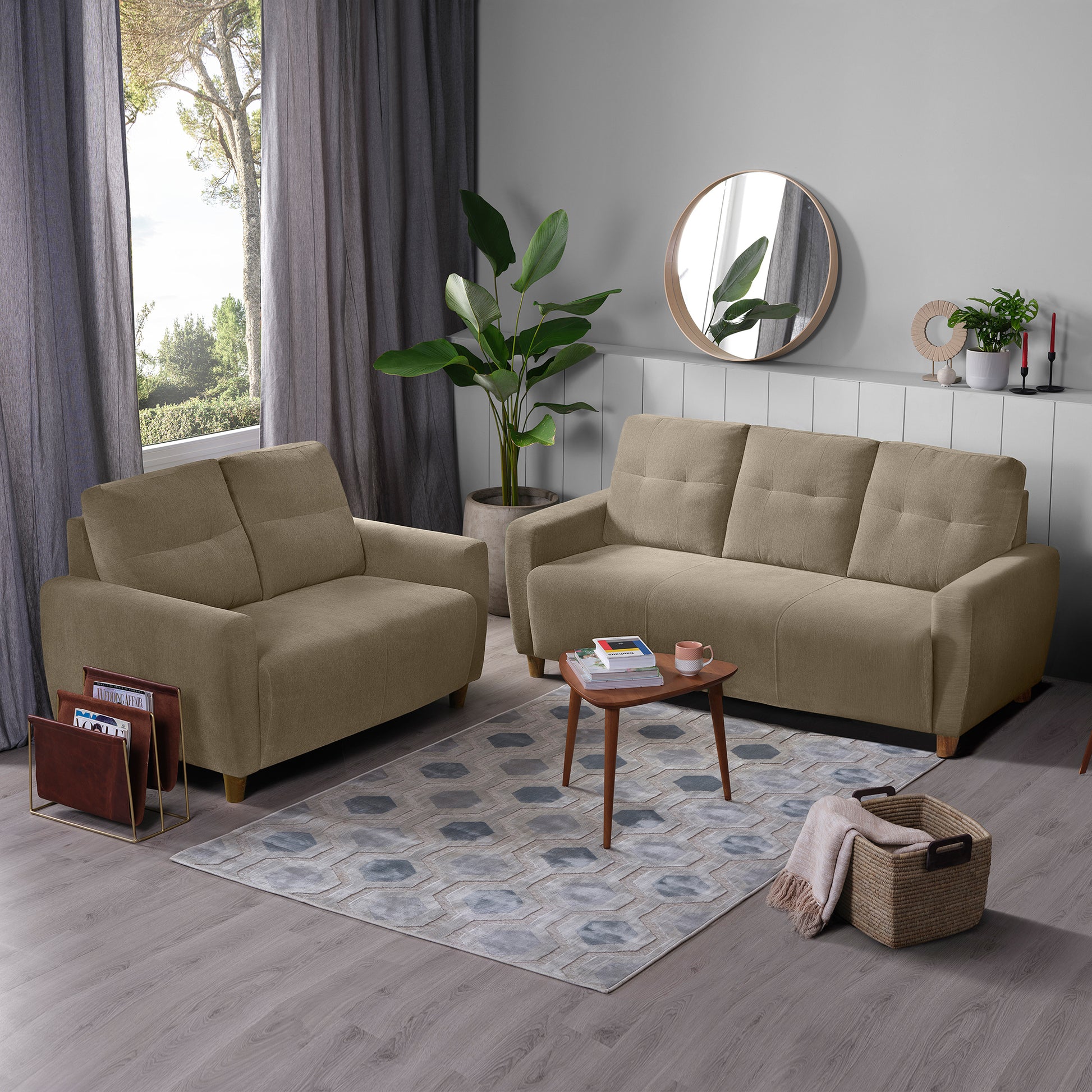 Sofa|Yolo|3+2|Seater|Sofa|Set|Fabric|Coco|Brown