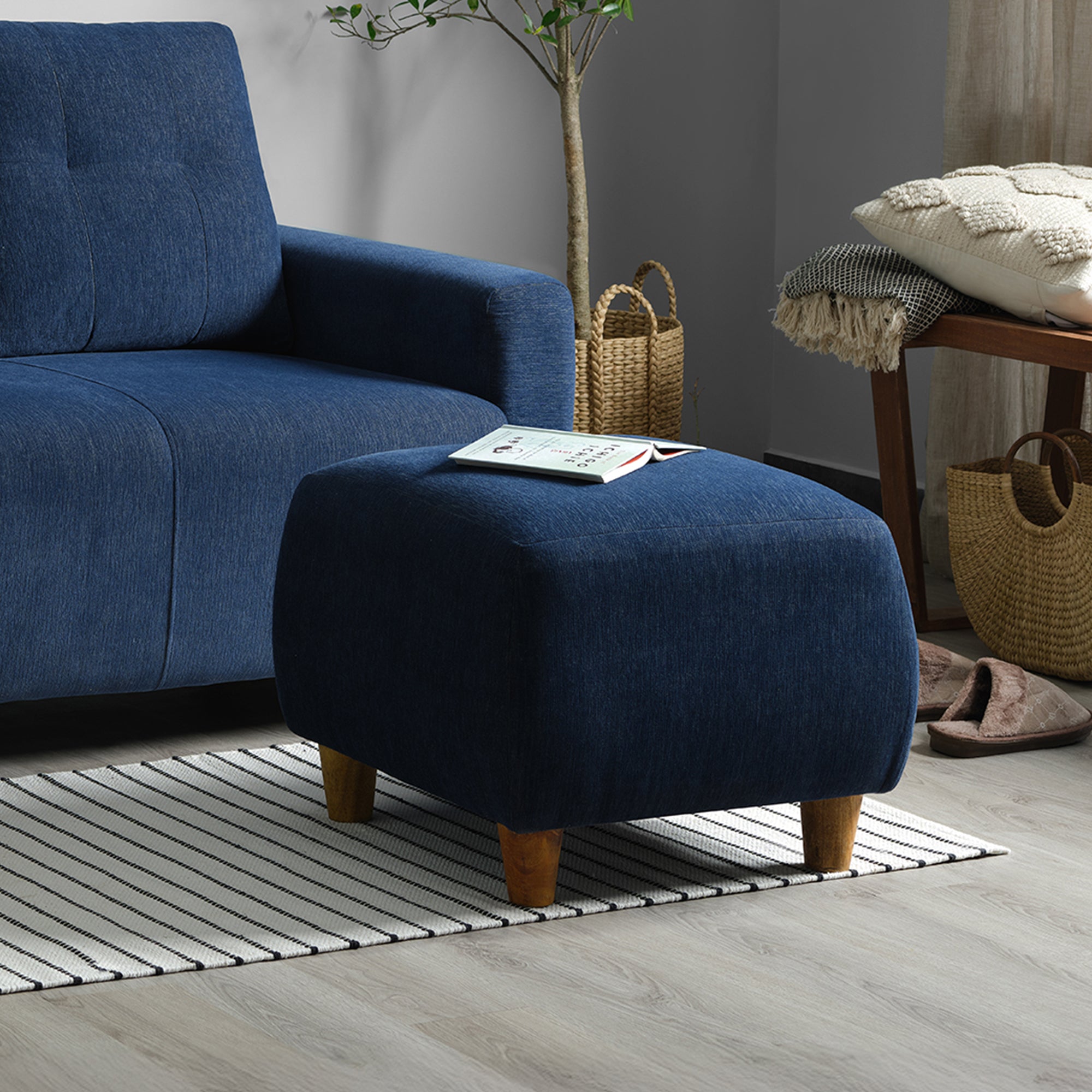 Buy Sleepyhead Yolo Berry Blue Fabric Sofa Online at Best