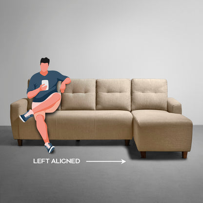 Sofa Yolo - 3 Seater RHS L Shape Sofa Set (Fabric, Coco Brown)