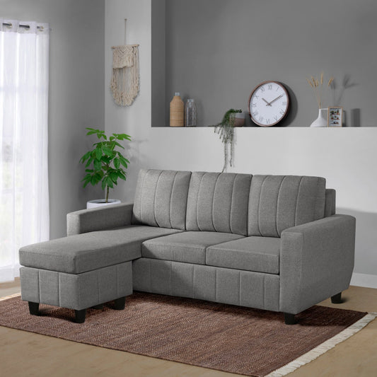 Sofa|Bae|4|Seater|Interchangeable|L|Shape|Sofa|Set|Fabric|Stone|Grey