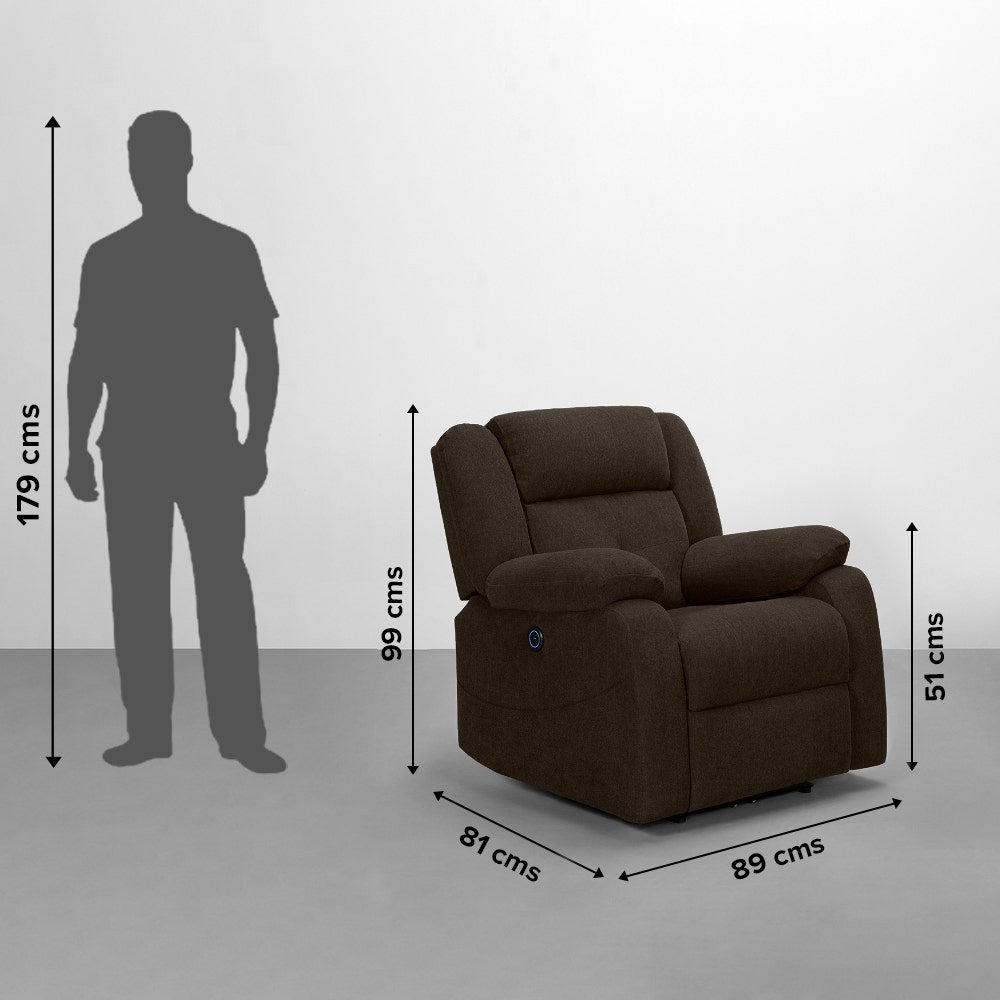 Recliner|R7|Motorized|Fabric|Recliner|Egyptian|Brown|One|Seater