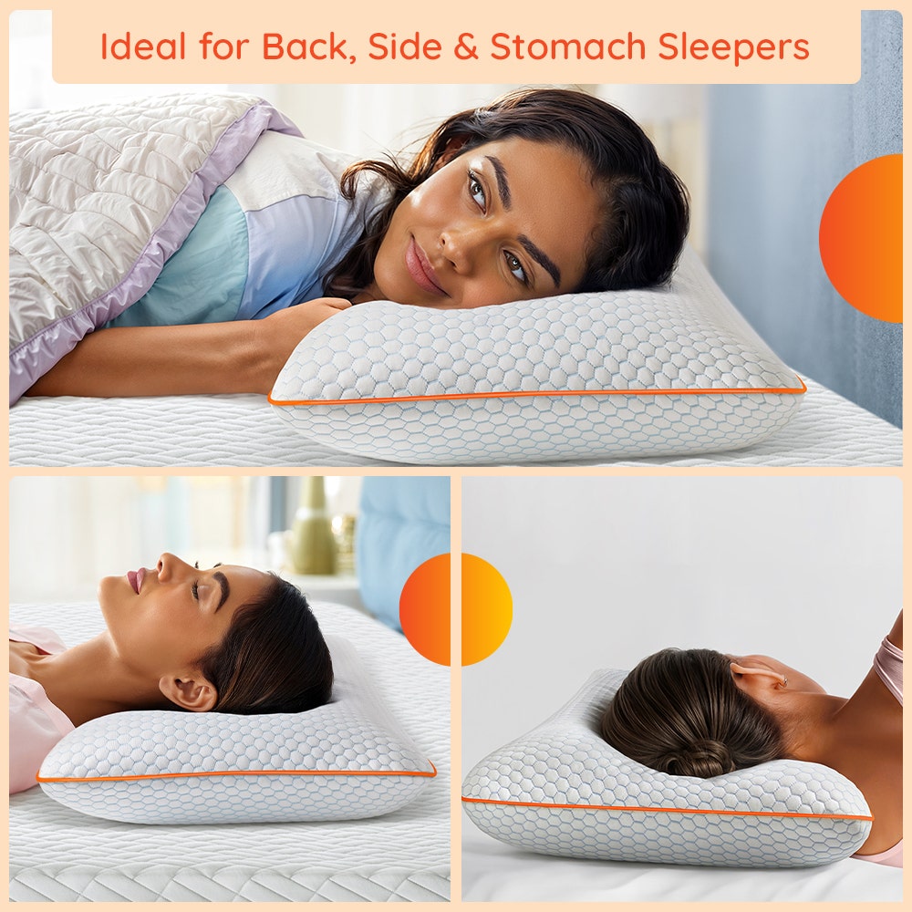 Yawn|360|Soft|Sense|Cooling|Gel|Memory|Foam|Pillow|24|16|Inch|White