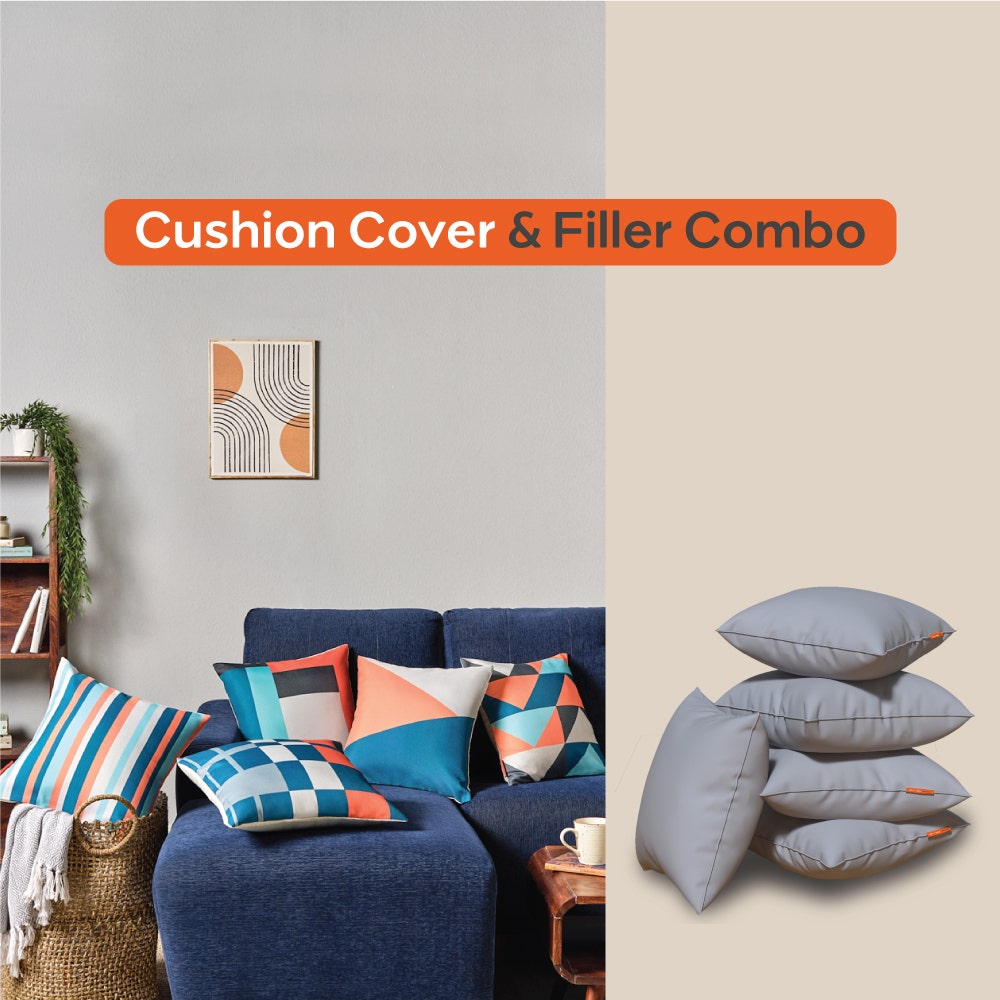 Nooks|Cushion|Cover|with|Cushion|Fillers|Blue-Grey|Set|of|5|