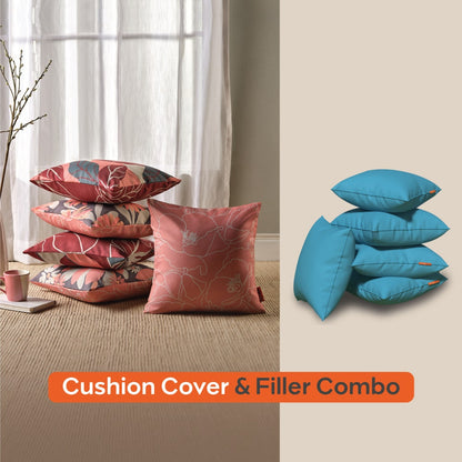 Spring|Cushion|Covers|with|Cushion|Fillers|Maroon-Ocean|Blue|Set|of|5|Combo
