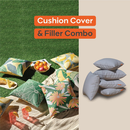 Spring|Cushion|Covers|with|Cushion|Fillers|Green-Grey|Set|of|5|Combo