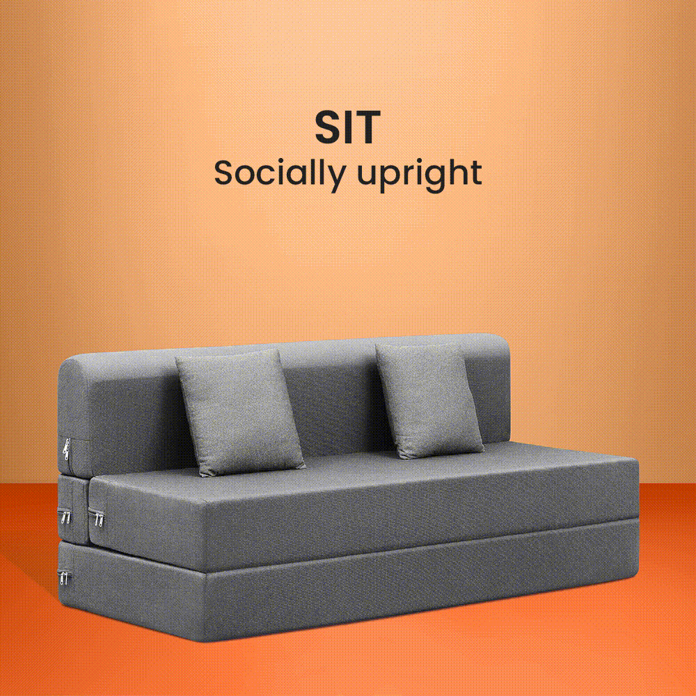 Napster|Sofa|Cum|Bed|3|seater|Fabric|Graphite|Grey