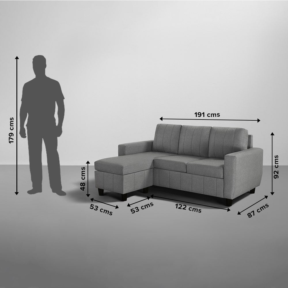 Sofa|Bae|4|Seater|Interchangeable|L|Shape|Sofa|Set|Fabric|Stone|Grey