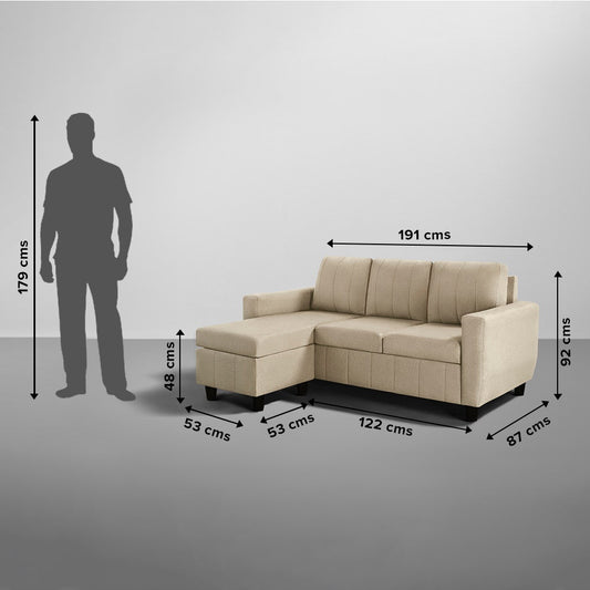 Sofa|Bae|4|Seater|Interchangeable|L|Shape|Sofa|Set|Fabric|Pebbel|Brown