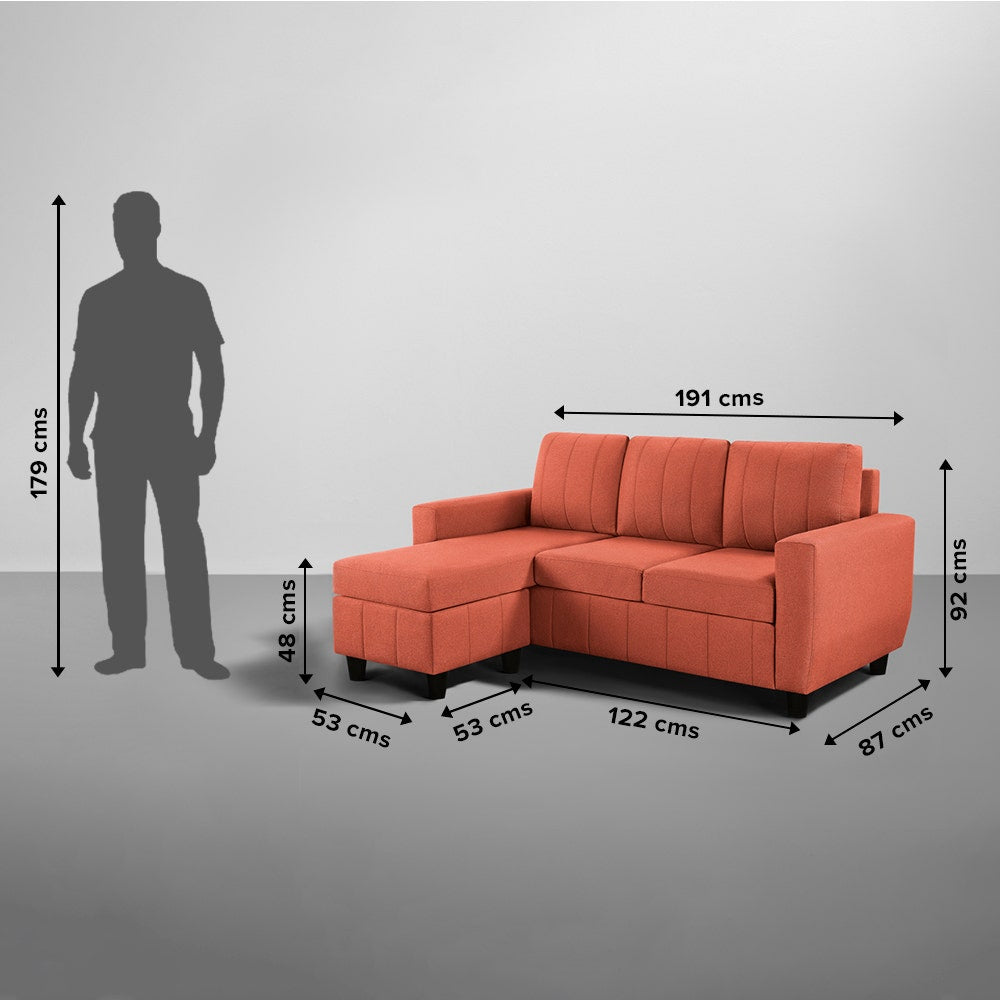 Sofa|Bae|4|Seater|Interchangeable|L|Shape|Sofa|Set|Fabric|Ember|Orange