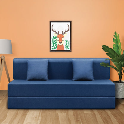 Napster|Sofa|Cum|Bed|3|seater|Fabric|Indigo|Blue