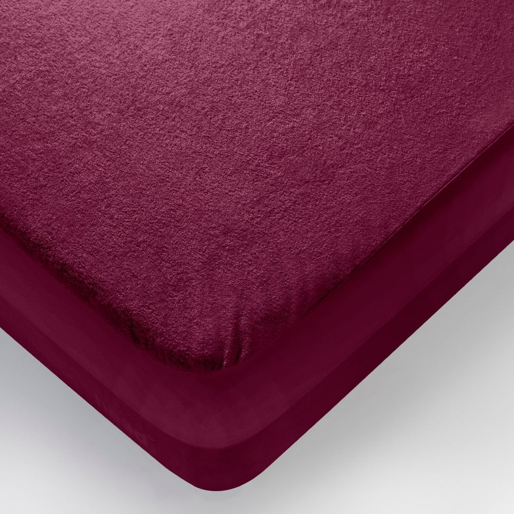 Bamboo|Feel|Terry|Fabric|Waterproof|Mattress|Protector|78|72|inches|King|Size|Beetroot