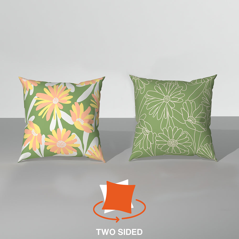 Spring|Cushion|Covers|with|Cushion|Fillers|Green-White|Set|of|5|Combo