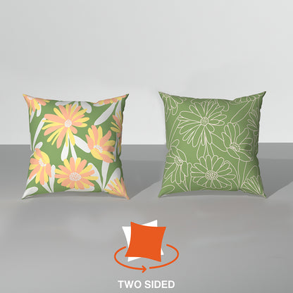 Spring|Cushion|Covers|with|Cushion|Fillers|Green-White|Set|of|5|Combo