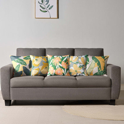 Spring|Cushion|Covers|with|Cushion|Fillers|Green-White|Set|of|5|Combo