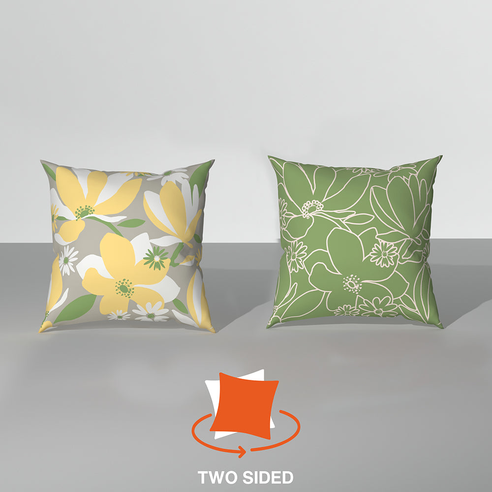 Spring|Cushion|Covers|with|Cushion|Fillers|Green-White|Set|of|5|Combo
