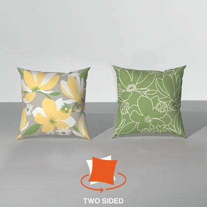 Spring|Cushion|Covers|with|Cushion|Fillers|Green-White|Set|of|5|Combo
