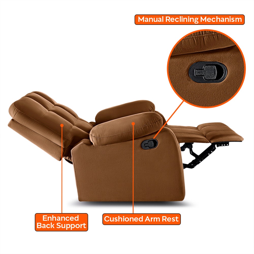Recliner|R5|Fabric|Cocoa|Brown|One|Seater