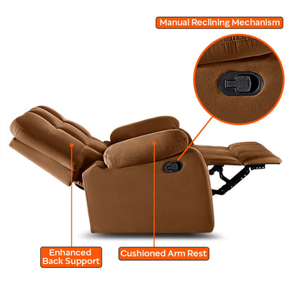 Recliner|R5|Fabric|Cocoa|Brown|One|Seater