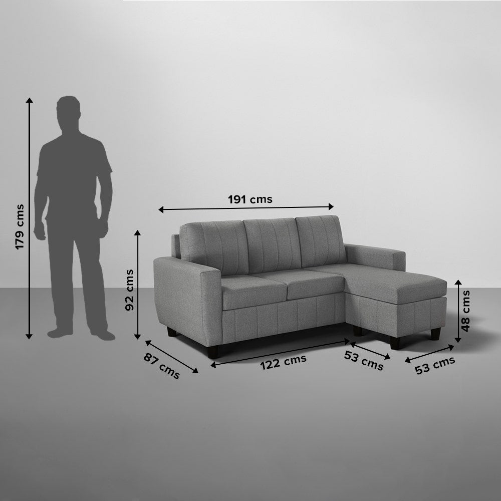 Sofa|Bae|4|Seater|Interchangeable|L|Shape|Sofa|Set|Fabric|Stone|Grey