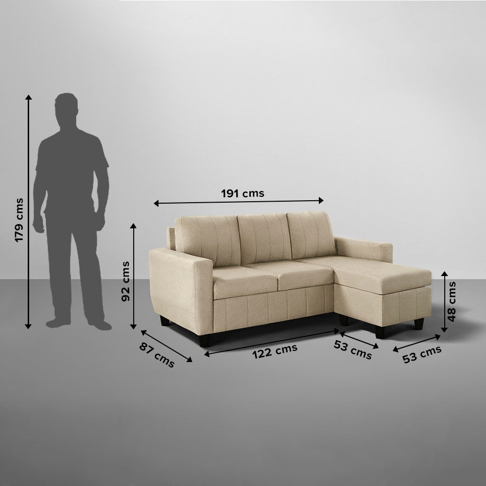 Sofa|Bae|4|Seater|Interchangeable|L|Shape|Sofa|Set|Fabric|Pebbel|Brown