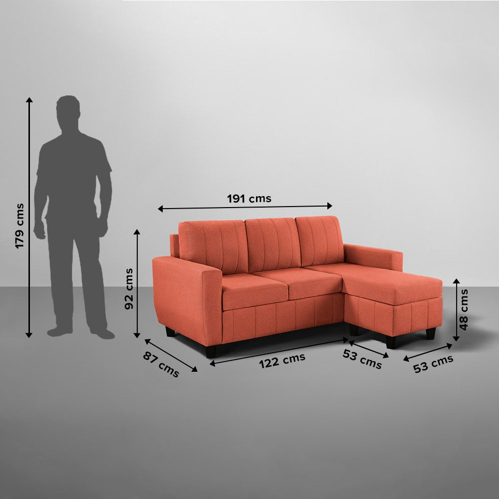 Sofa|Bae|4|Seater|Interchangeable|L|Shape|Sofa|Set|Fabric|Ember|Orange