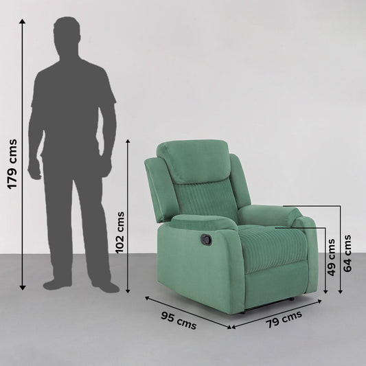 Recliner|R6|Single|Seater|Suede|Fabric|Recliner|Basil|Green