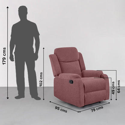 Recliner|R6|Single|Seater|Fabric|Recliner|Lilly|Pink