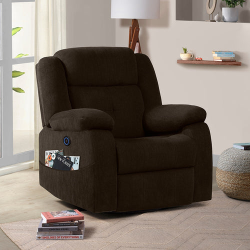 Recliner|R7|Motorized|Fabric|Recliner|Egyptian|Brown|One|Seater