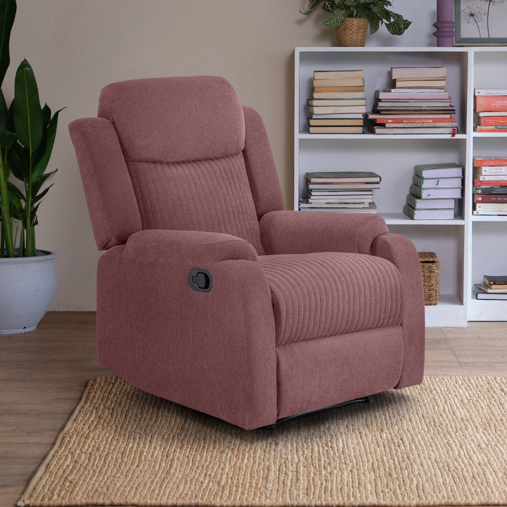 Recliner|R6|Single|Seater|Fabric|Recliner|Lilly|Pink