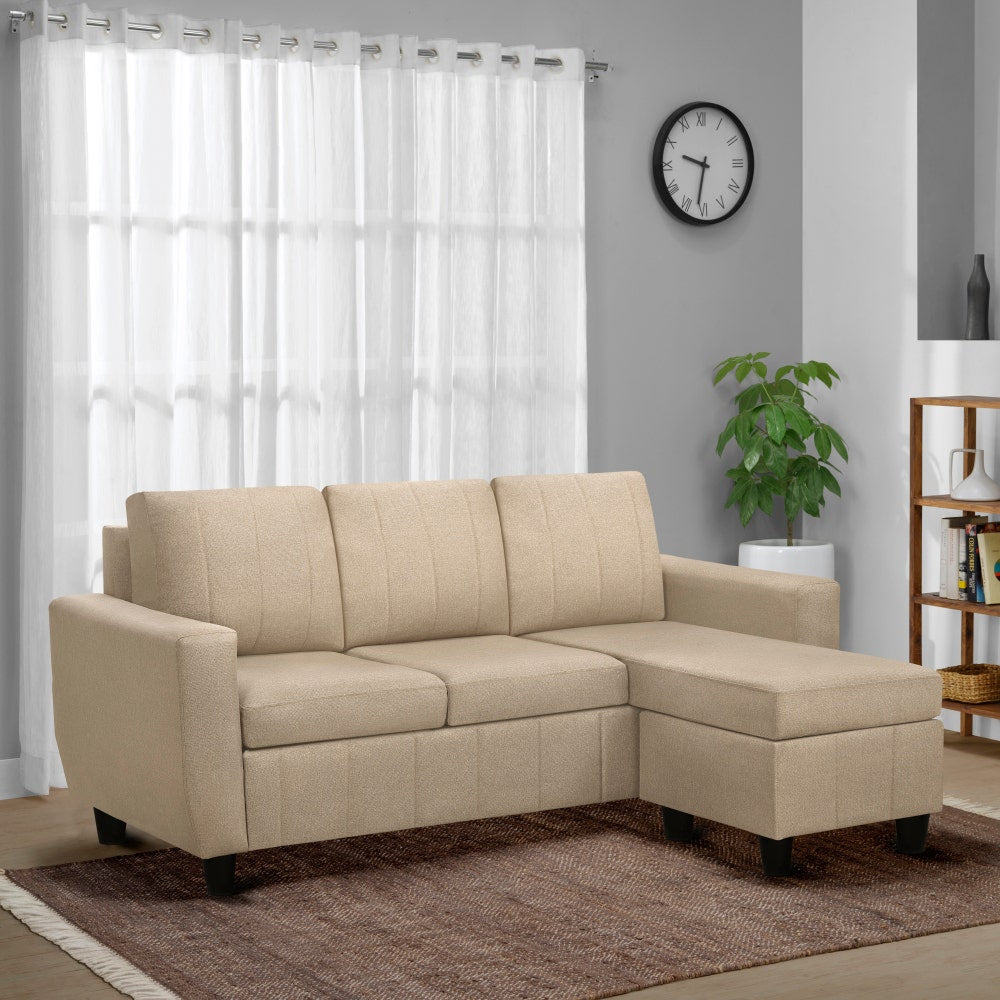 Sofa|Bae|4|Seater|Interchangeable|L|Shape|Sofa|Set|Fabric|Pebbel|Brown
