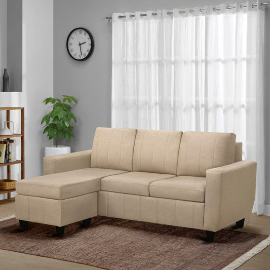 Sofa|Bae|4|Seater|Interchangeable|L|Shape|Sofa|Set|Fabric|Pebbel|Brown