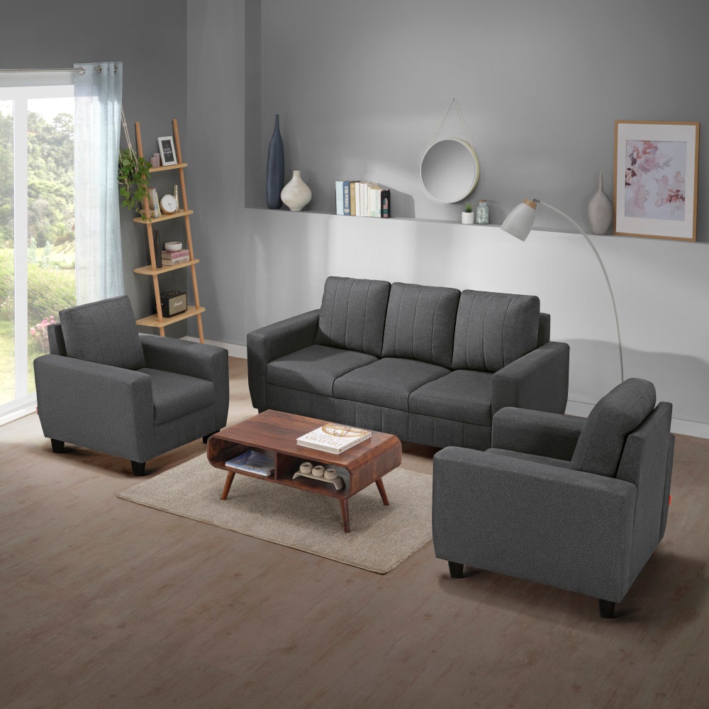 Sofa|Bae|3+1+1|Seater|Sofa|Set|Fabric|Woody|Brown