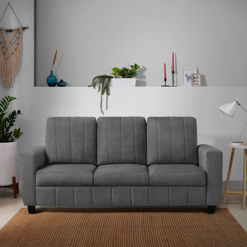 Buy Sleepyhead Bae 3 Seater Woody Brown Fabric Sofa Online at Best