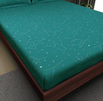 zodiac-180-tc-double-bed-cotton-bedsheet-with-2-pillow-covers-90-100-inch-teal-color