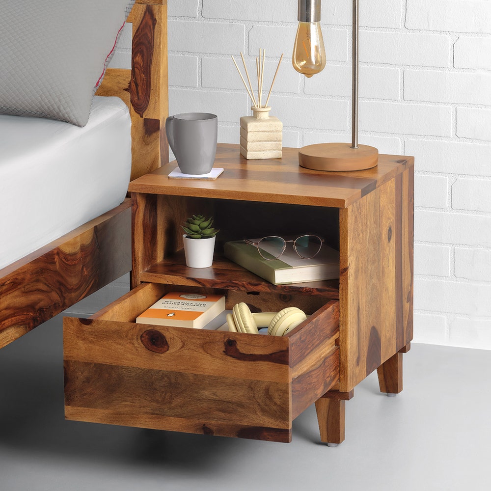 Ally|Sheesham|Wood|Bedside|Table|Provincial|Teak|Finish
