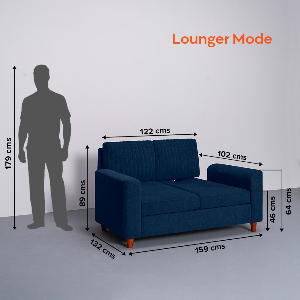 Sofa|Tilt|2|Seater|Lounger|Sofa|with|Adjustable|Backrest|Berry|Blue