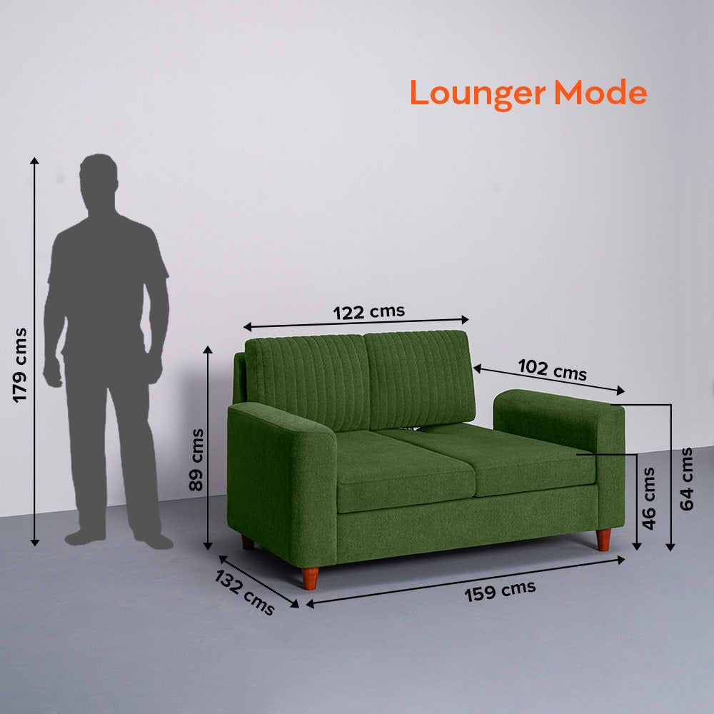 Sofa|Tilt|2|Seater|Lounger|Sofa|with|Adjustable|Backrest|Avocado|Green