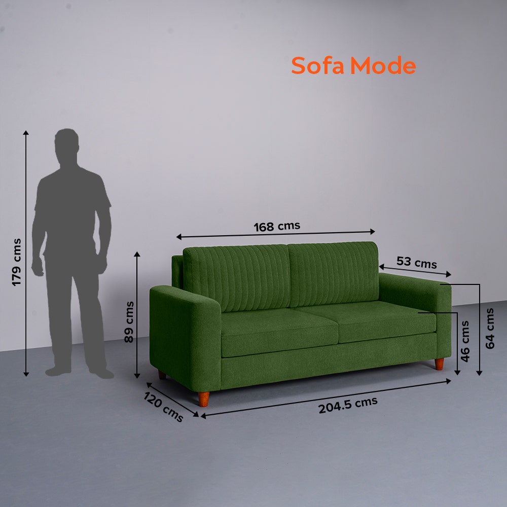 Buy Sleepyhead Tilt 2 Seater Green Fabric Sofa Online at