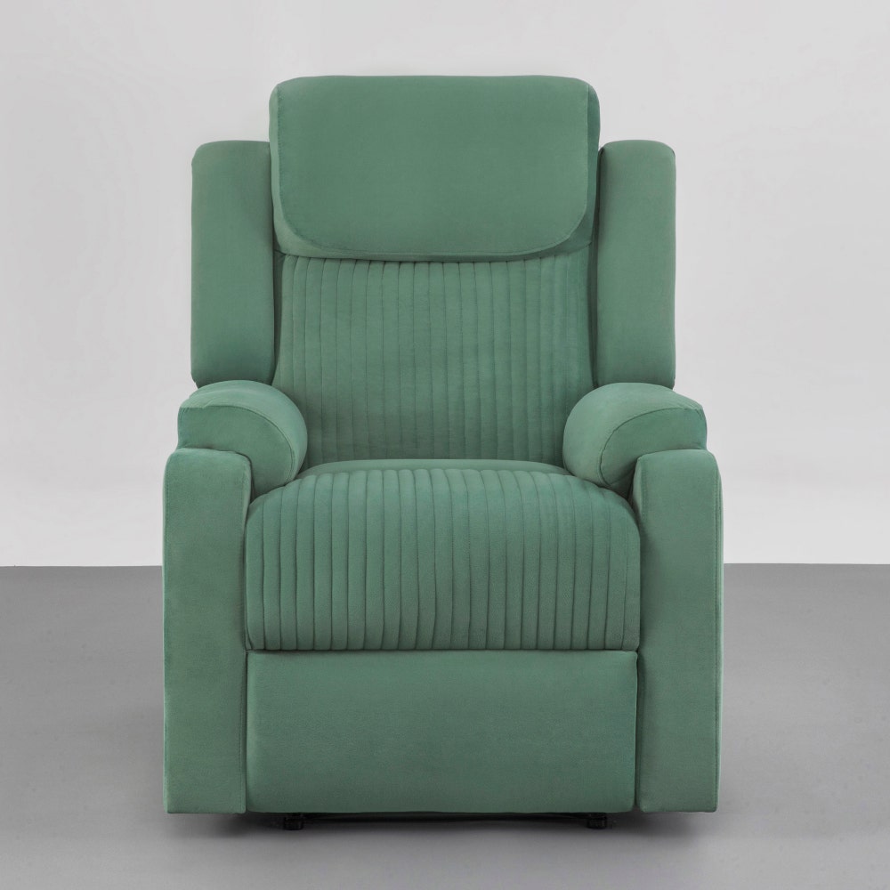 Recliner|R6|Single|Seater|Suede|Fabric|Recliner|Basil|Green