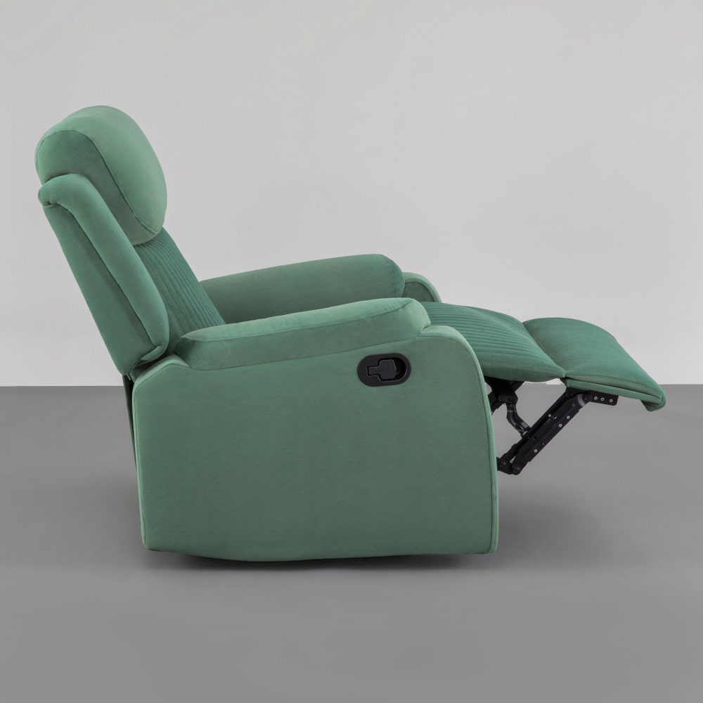 Recliner|R6|Single|Seater|Suede|Fabric|Recliner|Basil|Green