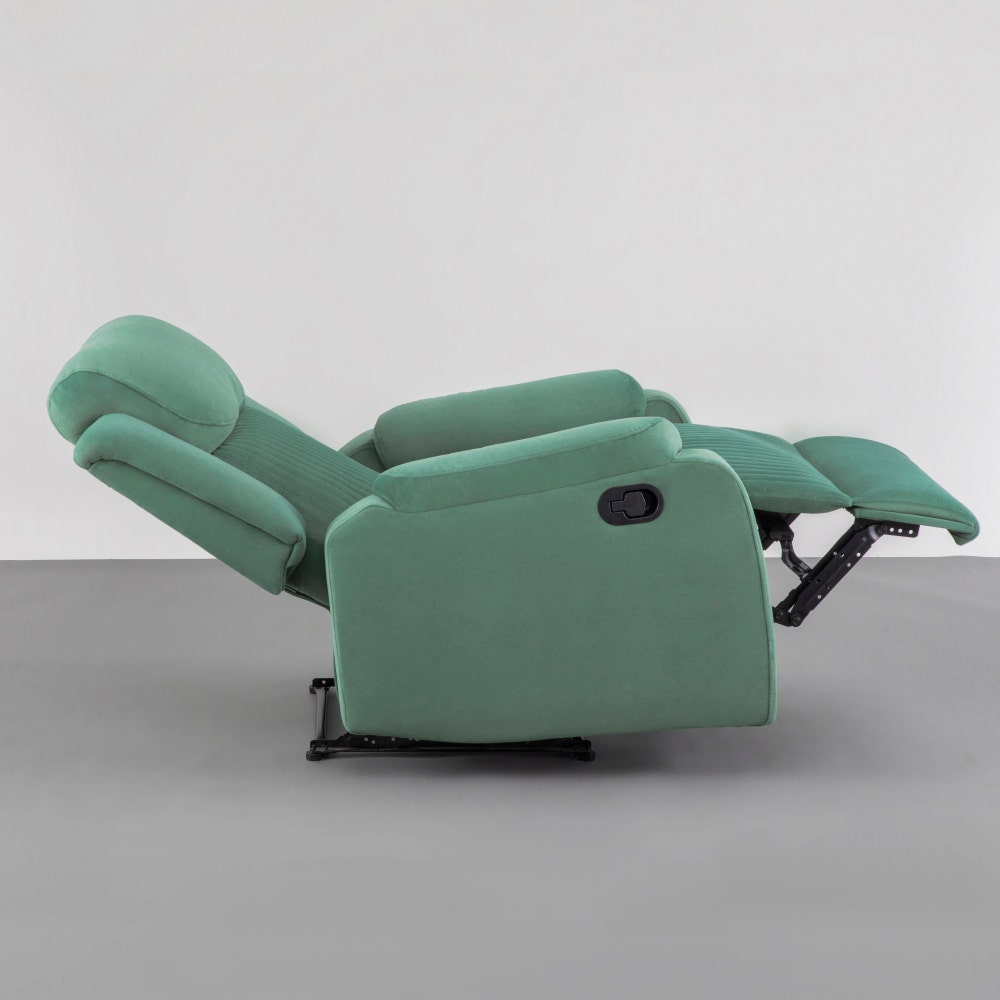 Recliner|R6|Single|Seater|Suede|Fabric|Recliner|Basil|Green