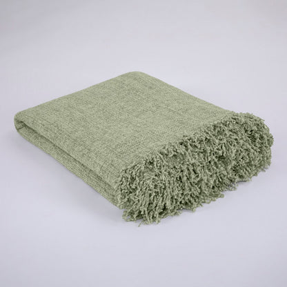 Premium|Soft|Chenille|Throw|for|Sofa|Bed|&|Couch-Apple|Green