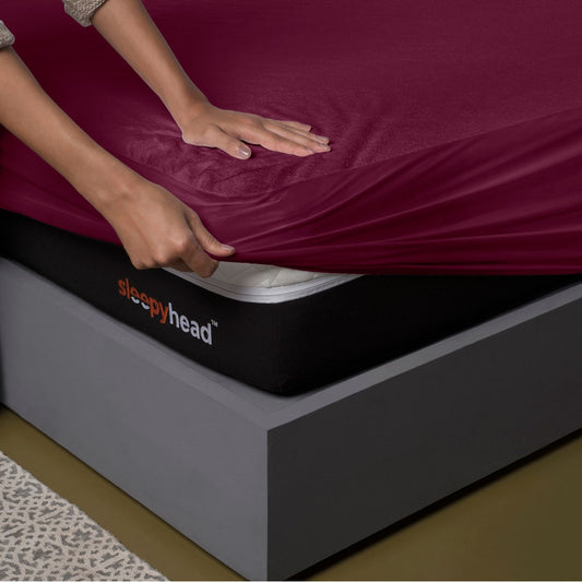 Bamboo|Feel|Terry|Fabric|Waterproof|Mattress|Protector|72|36|inches|Single|Size|Beetroot