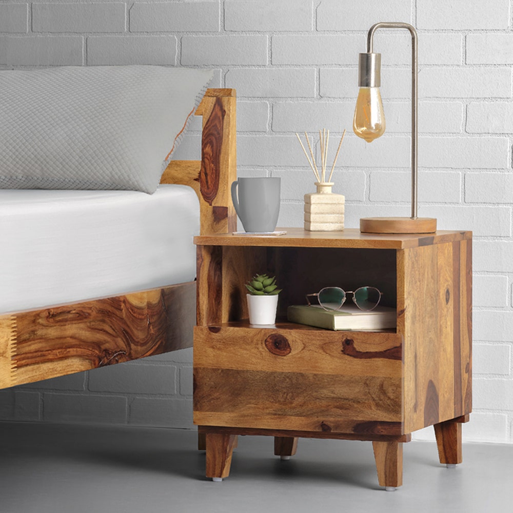 Ally|Sheesham|Wood|Bedside|Table|Provincial|Teak|Finish
